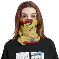 Childish-seamless-pattern-with-dino-driver Face Covering Bandana (two Sides)