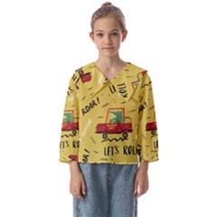 Childish-seamless-pattern-with-dino-driver Kids  Sailor Shirt