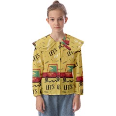 Childish-seamless-pattern-with-dino-driver Kids  Peter Pan Collar Blouse