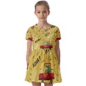 Childish-seamless-pattern-with-dino-driver Kids  Short Sleeve Pinafore Style Dress View1
