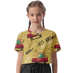 Childish-seamless-pattern-with-dino-driver Kids  Basic Tee