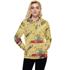 Childish-seamless-pattern-with-dino-driver Women s Lightweight Drawstring Hoodie