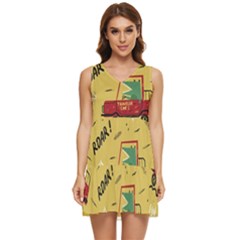 Childish-seamless-pattern-with-dino-driver Tiered Sleeveless Mini Dress by Vaneshart