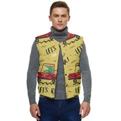 Childish-seamless-pattern-with-dino-driver Men s Short Button Up Puffer Vest	