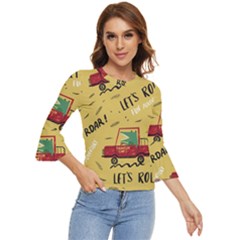 Childish-seamless-pattern-with-dino-driver Bell Sleeve Top