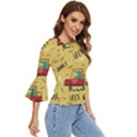 Childish-seamless-pattern-with-dino-driver Bell Sleeve Top View3