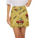 Childish-seamless-pattern-with-dino-driver Mini Front Wrap Skirt View1