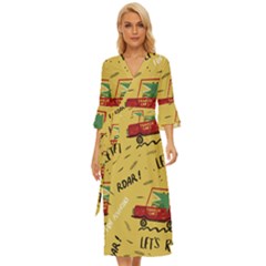 Childish-seamless-pattern-with-dino-driver Midsummer Wrap Dress