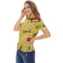 Childish-seamless-pattern-with-dino-driver Women s Short Sleeve Double Pocket Shirt View3