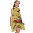 Childish-seamless-pattern-with-dino-driver Kids  Frill Swing Dress View3