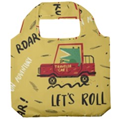 Childish-seamless-pattern-with-dino-driver Foldable Grocery Recycle Bag