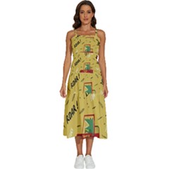 Childish-seamless-pattern-with-dino-driver Sleeveless Shoulder Straps Boho Dress