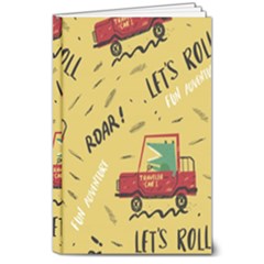 Childish-seamless-pattern-with-dino-driver 8  X 10  Hardcover Notebook
