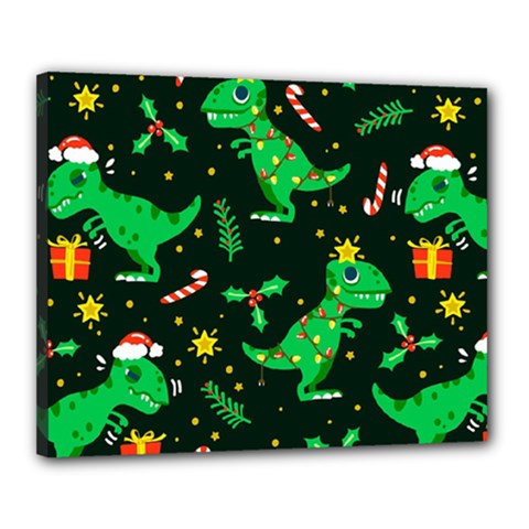 Christmas-funny-pattern Dinosaurs Canvas 20  X 16  (stretched) by Vaneshart