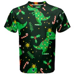 Christmas-funny-pattern Dinosaurs Men s Cotton Tee by Vaneshart