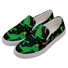 Christmas-funny-pattern Dinosaurs Men s Canvas Slip Ons by Vaneshart