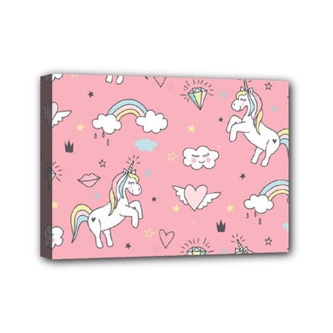 Cute-unicorn-seamless-pattern Mini Canvas 7  X 5  (stretched) by Vaneshart