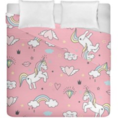 Cute-unicorn-seamless-pattern Duvet Cover Double Side (king Size) by Vaneshart