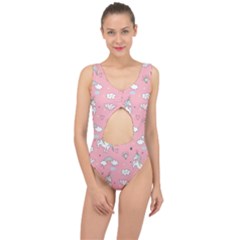 Cute-unicorn-seamless-pattern Center Cut Out Swimsuit