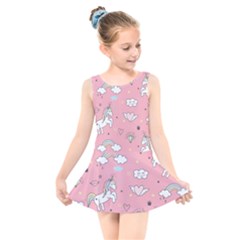 Cute-unicorn-seamless-pattern Kids  Skater Dress Swimsuit