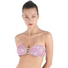 Cute-unicorn-seamless-pattern Twist Bandeau Bikini Top