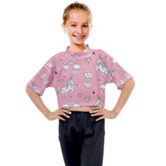 Cute-unicorn-seamless-pattern Kids Mock Neck Tee