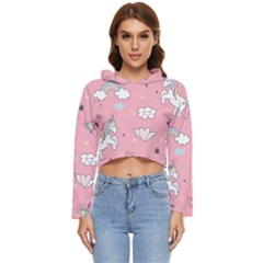 Cute-unicorn-seamless-pattern Women s Lightweight Cropped Hoodie