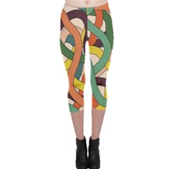 Snake Stripes Intertwined Abstract Capri Leggings  by Vaneshop
