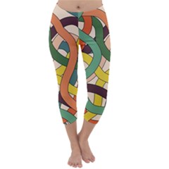 Snake Stripes Intertwined Abstract Capri Winter Leggings  by Vaneshop