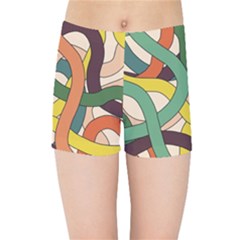 Snake Stripes Intertwined Abstract Kids  Sports Shorts by Vaneshop