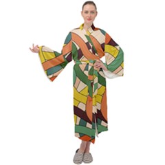 Snake Stripes Intertwined Abstract Maxi Velvet Kimono by Vaneshop