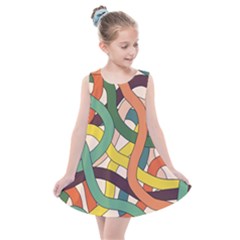 Snake Stripes Intertwined Abstract Kids  Summer Dress by Vaneshop