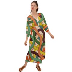 Snake Stripes Intertwined Abstract Grecian Style  Maxi Dress by Vaneshop