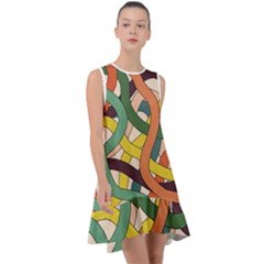 Snake Stripes Intertwined Abstract Frill Swing Dress by Vaneshop