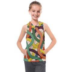 Snake Stripes Intertwined Abstract Kids  Sleeveless Hoodie by Vaneshop