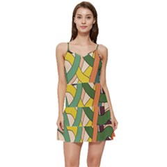Snake Stripes Intertwined Abstract Short Frill Dress by Vaneshop