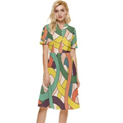Snake Stripes Intertwined Abstract Button Top Knee Length Dress by Vaneshop