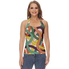 Snake Stripes Intertwined Abstract Basic Halter Top by Vaneshop