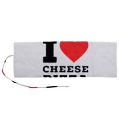 I Love Cheese Pizza Roll Up Canvas Pencil Holder (m) by ilovewhateva