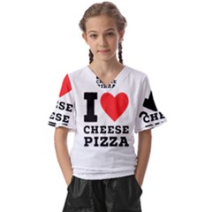 I Love Cheese Pizza Kids  V-neck Horn Sleeve Blouse by ilovewhateva