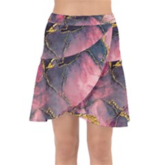 Pink Texture Resin Wrap Front Skirt by Vaneshop