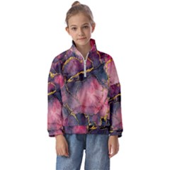 Pink Texture Resin Kids  Half Zip Hoodie by Vaneshop