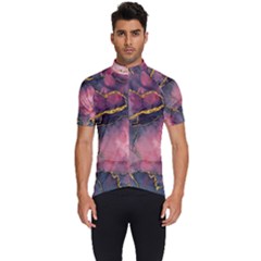 Pink Texture Resin Men s Short Sleeve Cycling Jersey by Vaneshop