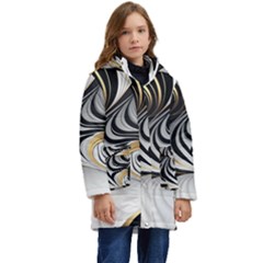 Pattern Gold Marble Kids  Hooded Longline Puffer Jacket by Vaneshop