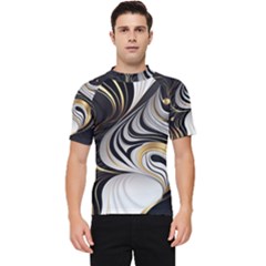 Pattern Gold Marble Men s Short Sleeve Rash Guard by Vaneshop