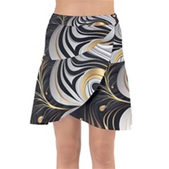 Pattern Gold Marble Wrap Front Skirt by Vaneshop