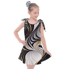 Pattern Gold Marble Kids  Tie Up Tunic Dress