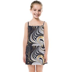 Pattern Gold Marble Kids  Summer Sun Dress by Vaneshop