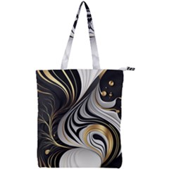 Pattern Gold Marble Double Zip Up Tote Bag by Vaneshop