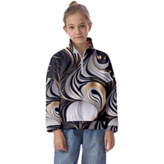 Pattern Gold Marble Kids  Half Zip Hoodie by Vaneshop